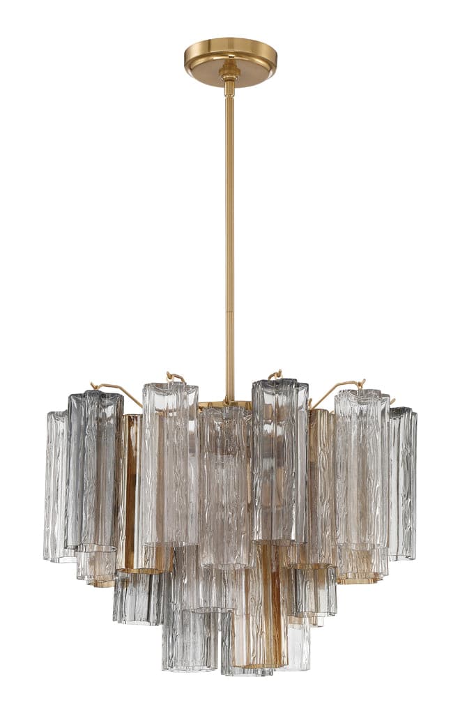 Addis 6 Light Chandelier-Crystorama Lighting Company-CRYSTO-ADD-306-AG-CL-ChandeliersAged Brass metal finish - Tronchi Glass Clear-1-France and Son