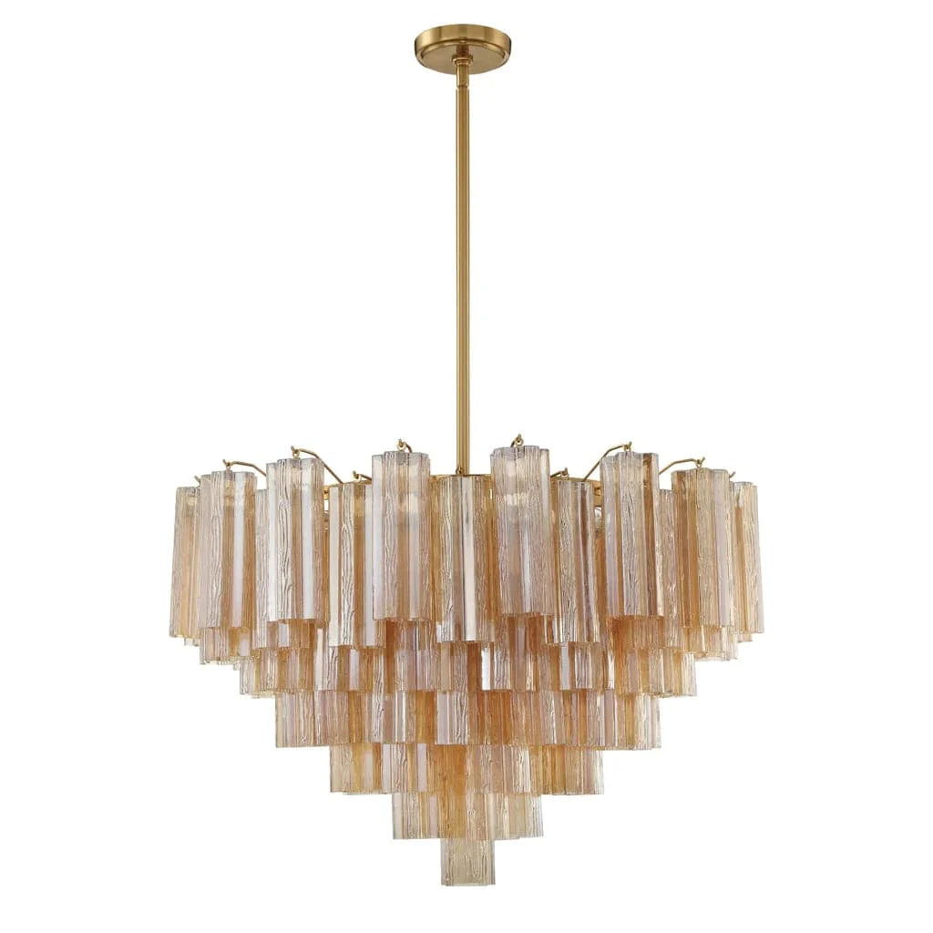 Addis 16 Light Chandelier-Crystorama Lighting Company-CRYSTO-ADD-316-AG-AM-ChandeliersAged Brass - Tronchi Glass Amber-1-France and Son