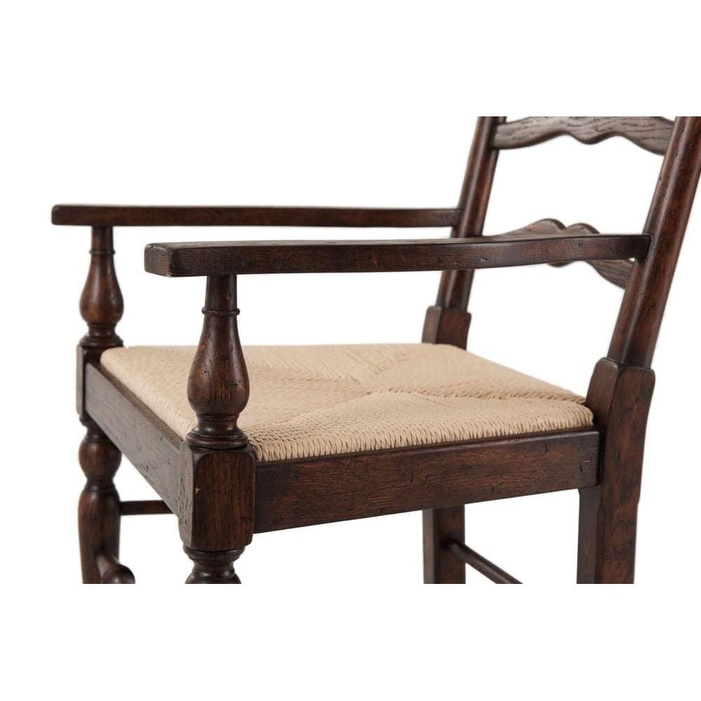Victory Oak Ladderback Arm Chair - Set of 2-Theodore Alexander-THEO-AL41092-Dining Chairs-1-France and Son