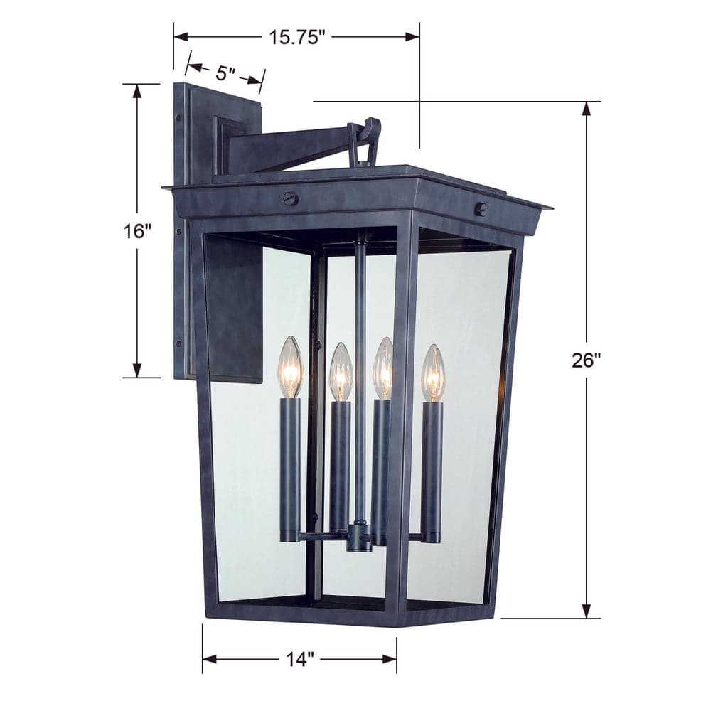 Belmont 4 Light Outdoor Wall Mount-Crystorama Lighting Company-CRYSTO-BEL-A8064-GE-Outdoor Lighting-1-France and Son