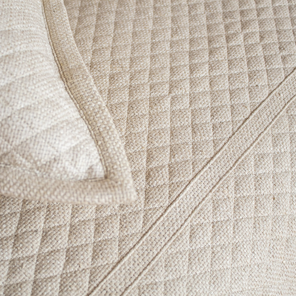 Quilted Basketweave Coverlet-Ann Gish-ANNGISH-COBQK-IVO-BeddingIvory-King-3-France and Son