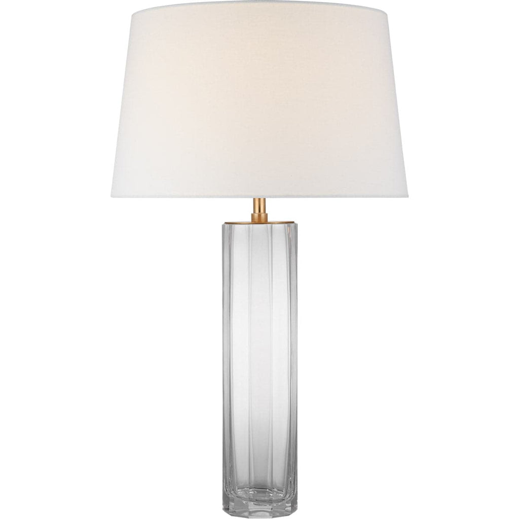 Freeya Large Table Lamp-Visual Comfort-VISUAL-CHA 8435CG-L-Table LampsClear Glass with Linen Shade-1-France and Son