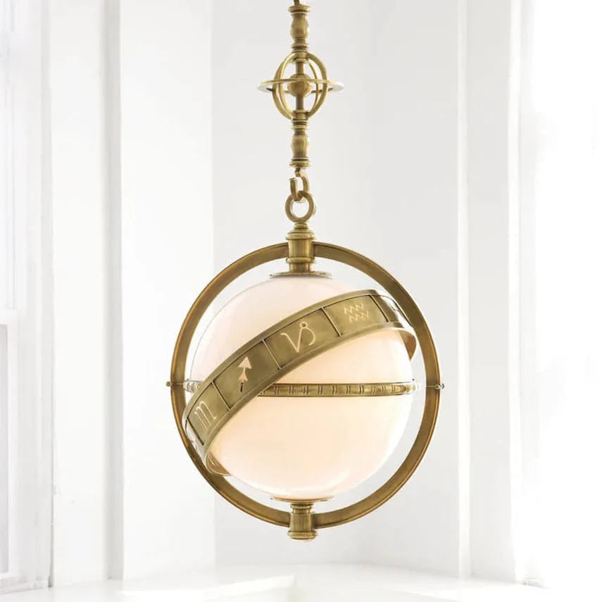 Zoody Lantern-Visual Comfort-VISUAL-CHC 2112AB-WG-PendantsAntique-Burnished Brass-White Glass-1-France and Son