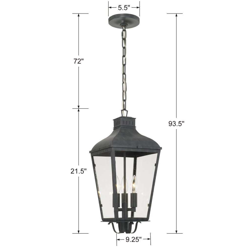 Dumont Outdoor 3 Light Chandelier-Crystorama Lighting Company-CRYSTO-DUM-9805-GE-Outdoor Chandeliers-1-France and Son