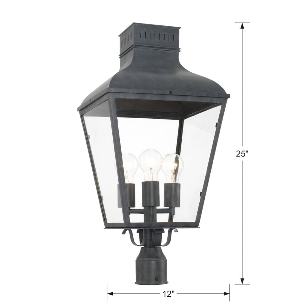 Dumont Outdoor 3 Light Post Mount-Crystorama Lighting Company-CRYSTO-DUM-9808-GE-Outdoor Post Lanterns-1-France and Son