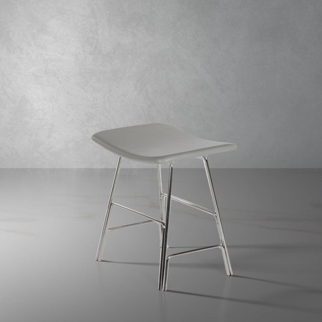 Modern Sean Dix You Dining Stool - Grey Leather and Walnut