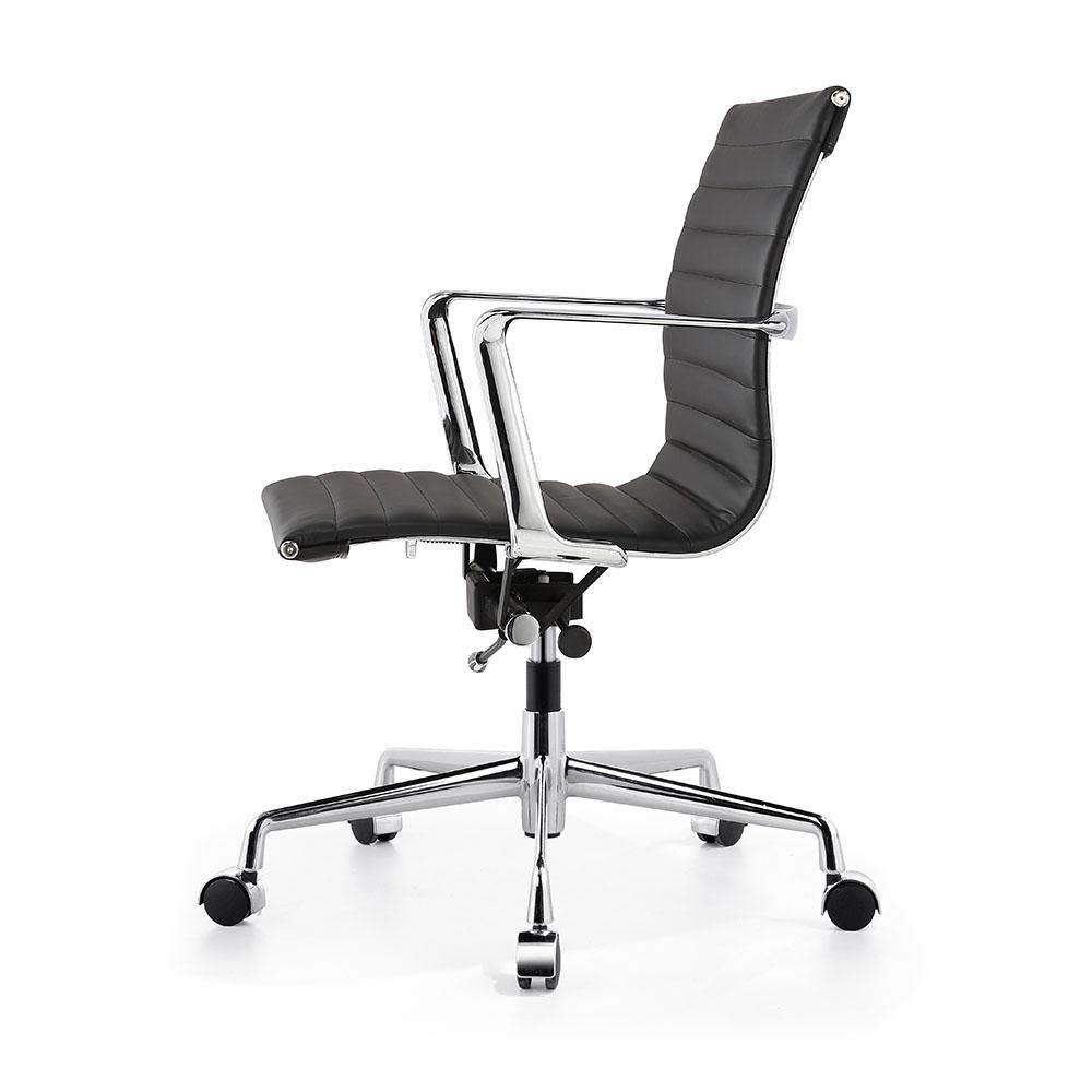Ribbed Leather Office Chair - Black-FAS REPRO-STOCKR-FKC2012BLK-Task Chairs-4-France and Son