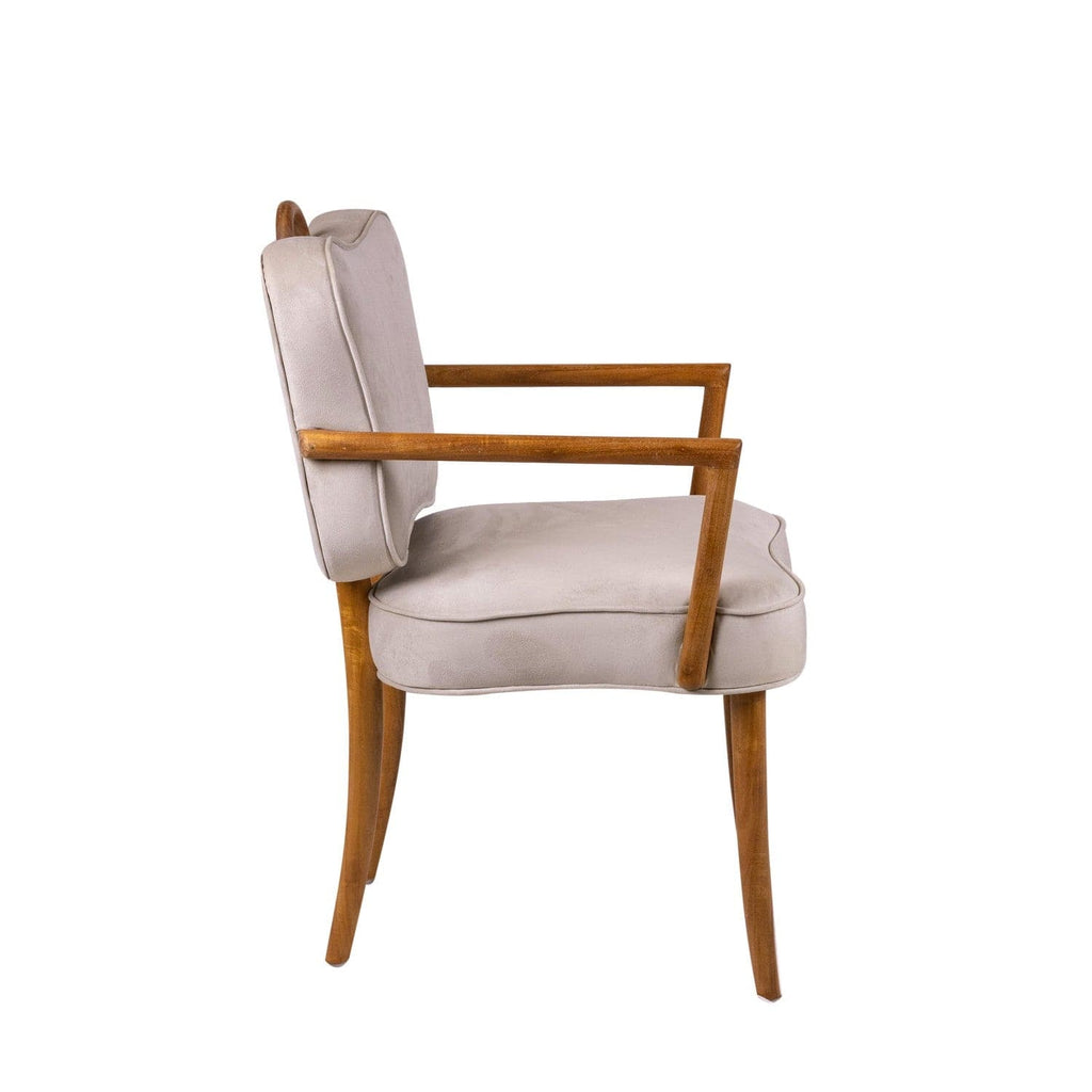 Royere Dining Arm Chair - Velvet (New Version)-France & Son-FL1087H-BGE-NEW-Dining Chairs-1-France and Son