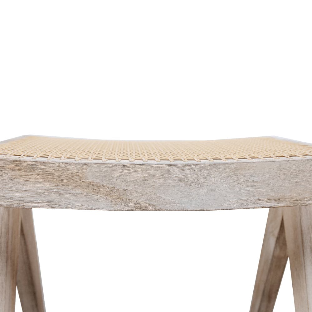 Jeanneret Teak Stool - Weathered Grey-France & Son-FL1112GREY-SYN-Outdoor Ottomans, Benches & Stools-1-France and Son