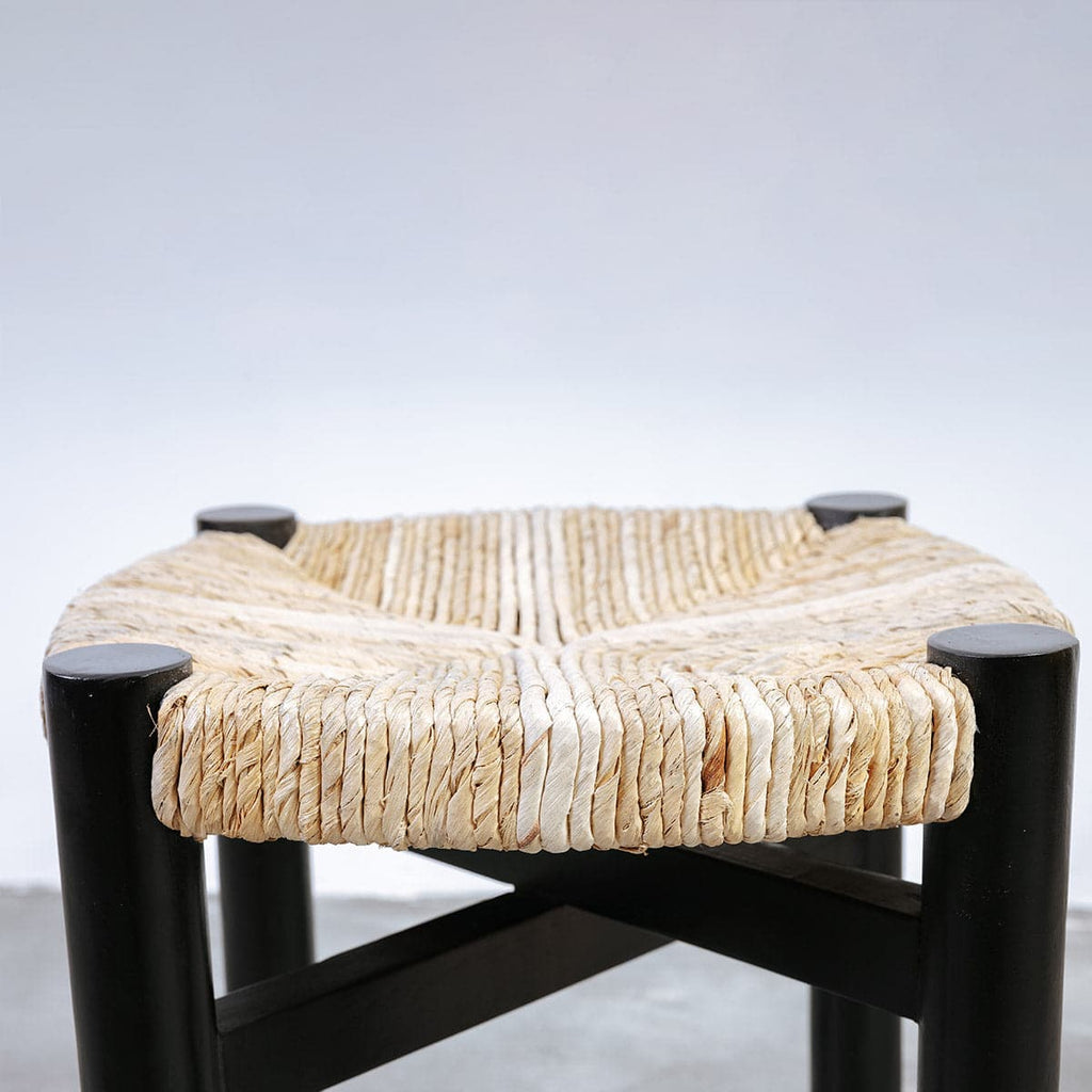 Perriand Teak Woven Stool-France & Son-FL1119IVORY-Stools & OttomansIvory-1-France and Son