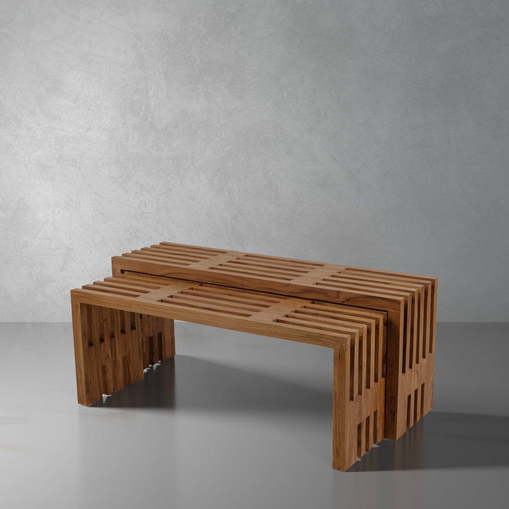 Jensen Slatted Nesting Bench-France & Son-FL1214NTRL-Benches-1-France and Son