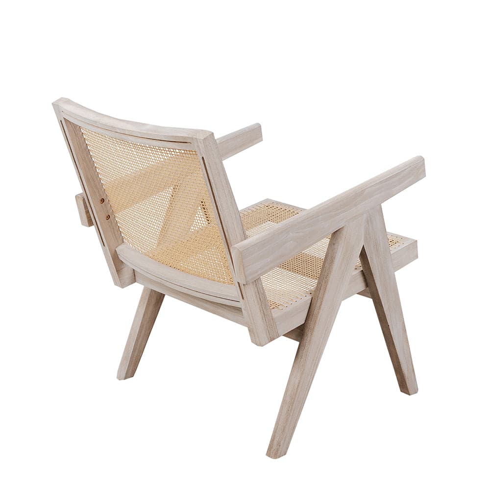 Jeanneret Lounge Chair with Arms - Weathered Grey Teak-France & Son-FL1317GREY-SYN-Outdoor Lounge Chairs-1-France and Son