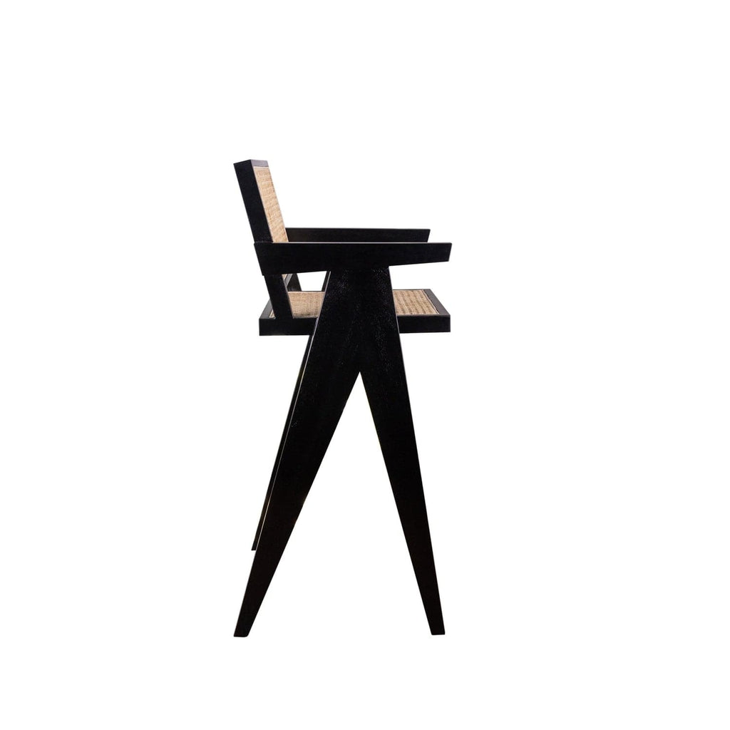 Jeanneret Barstool With Arms and Back-France & Son-FL1325NTRL-Bar StoolsBar Stool-1-France and Son