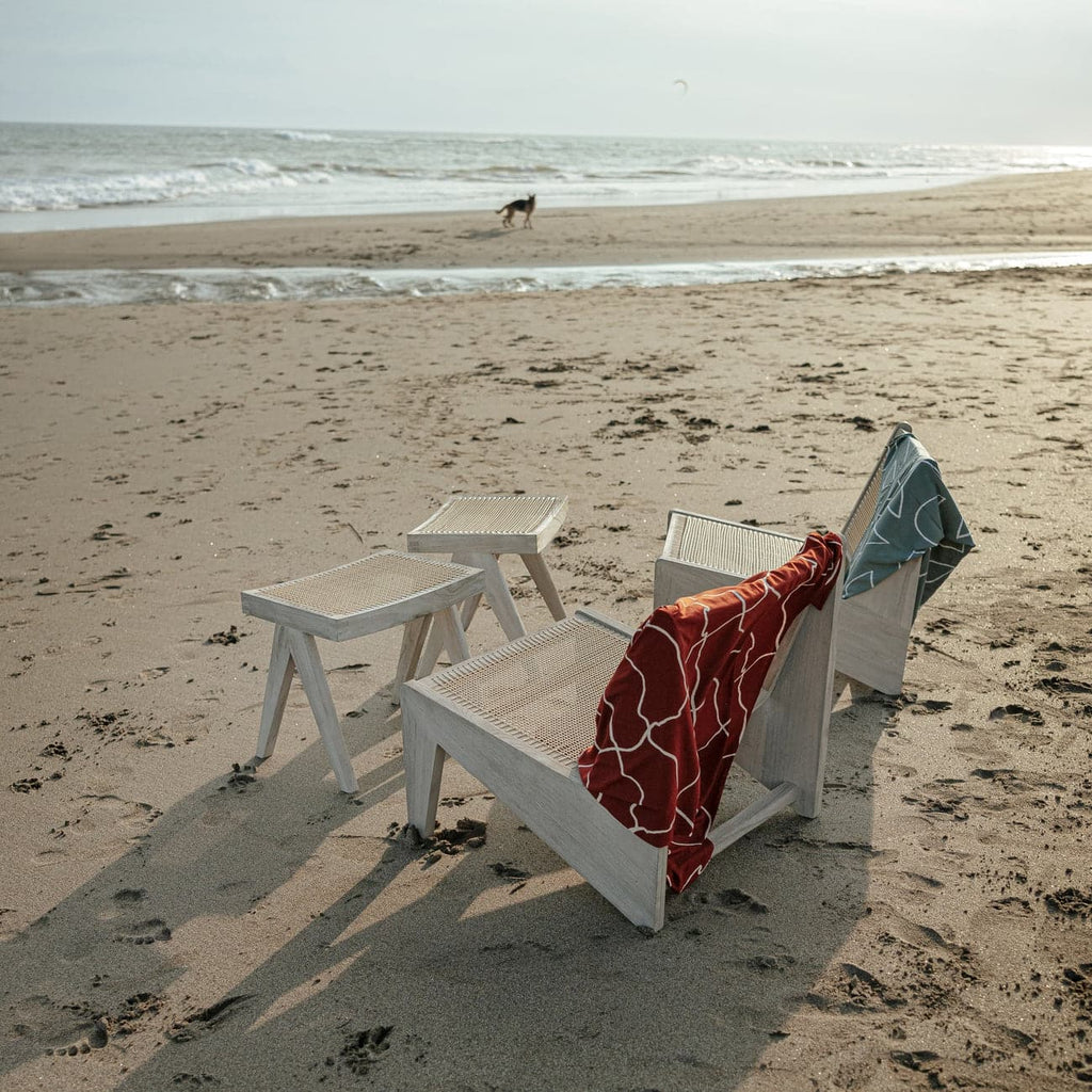 Jeanneret Teak Stool - Weathered Grey-France & Son-FL1112GREY-SYN-Outdoor Ottomans, Benches & Stools-1-France and Son