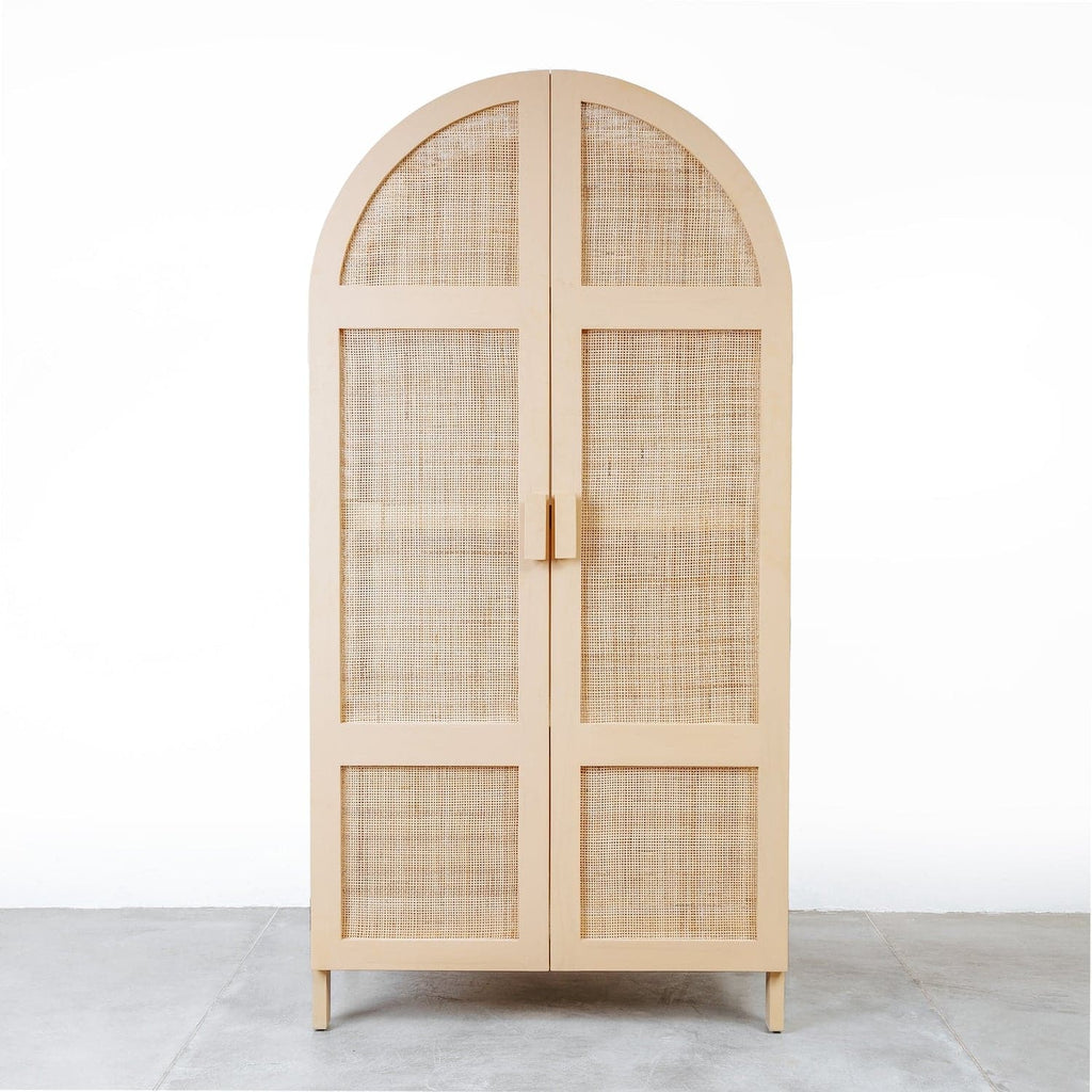 Lemari Teak and Cane Wardrobe - Ivory-France & Son-FL1512-Bookcases & CabinetsBrown-7-France and Son