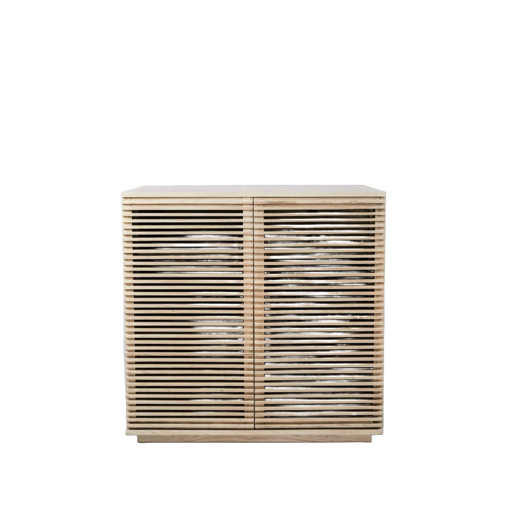 Jensen Slatted Teak Bar Cabinet-France & Son-FL1528IVORY-Bar StorageIvory-1-France and Son