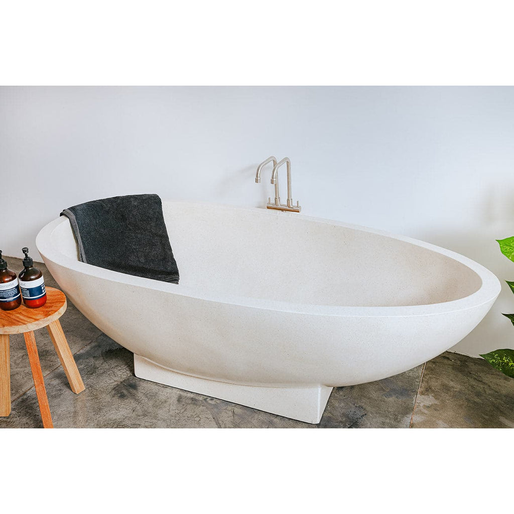 Terrazo Stone Bath Tub Freestanding - Natural-France & Son-FL1701WHT-Bathtubs-5-France and Son