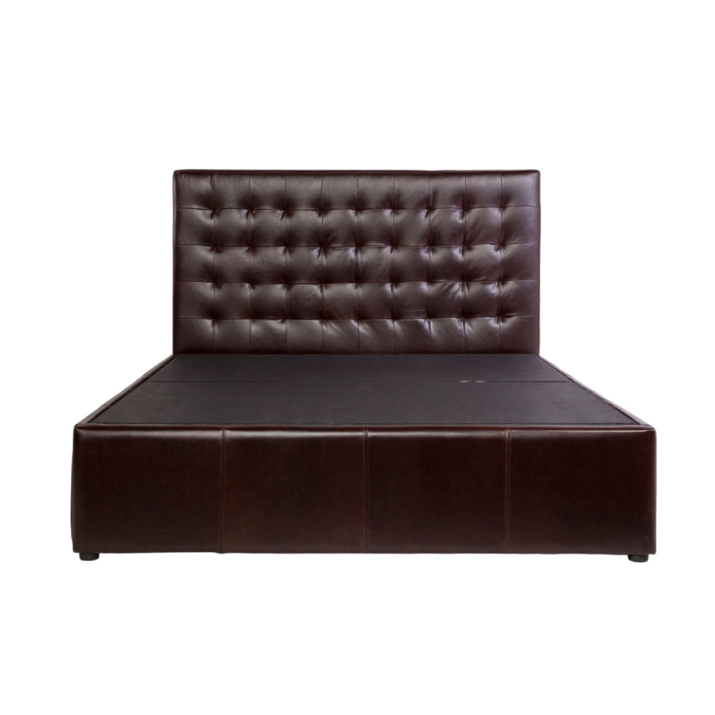 Tarentino Queen Storage Bed with Tufted Leather Headboard-France & Son-FUB3041TORI-Beds45" Headboard-1-France and Son