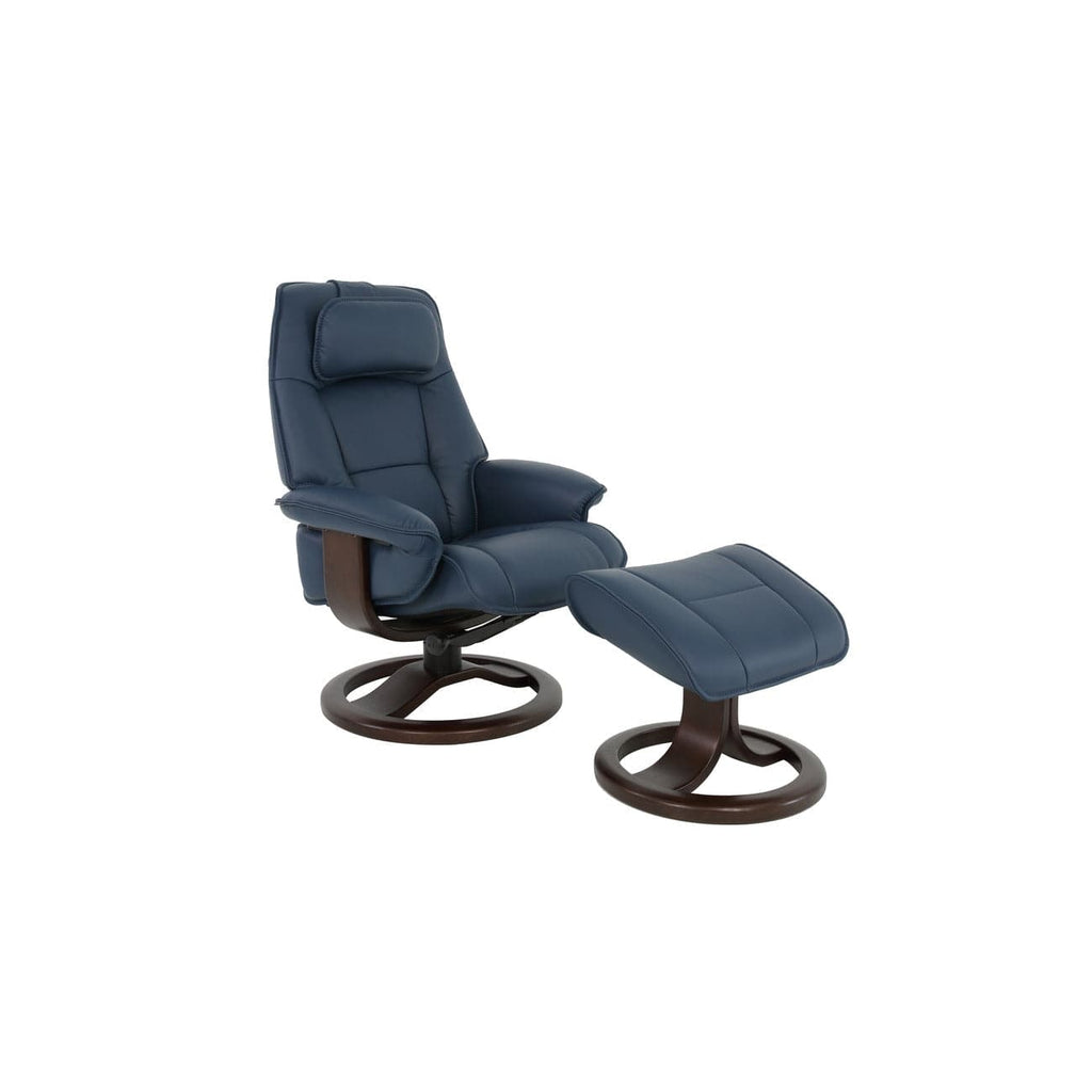 Admiral R Small Chair With Footstoll Soft Parts-Fjords-FJORDS-360UPI-291-Lounge ChairsSoft Line Leather SL 291 Blue-1-France and Son