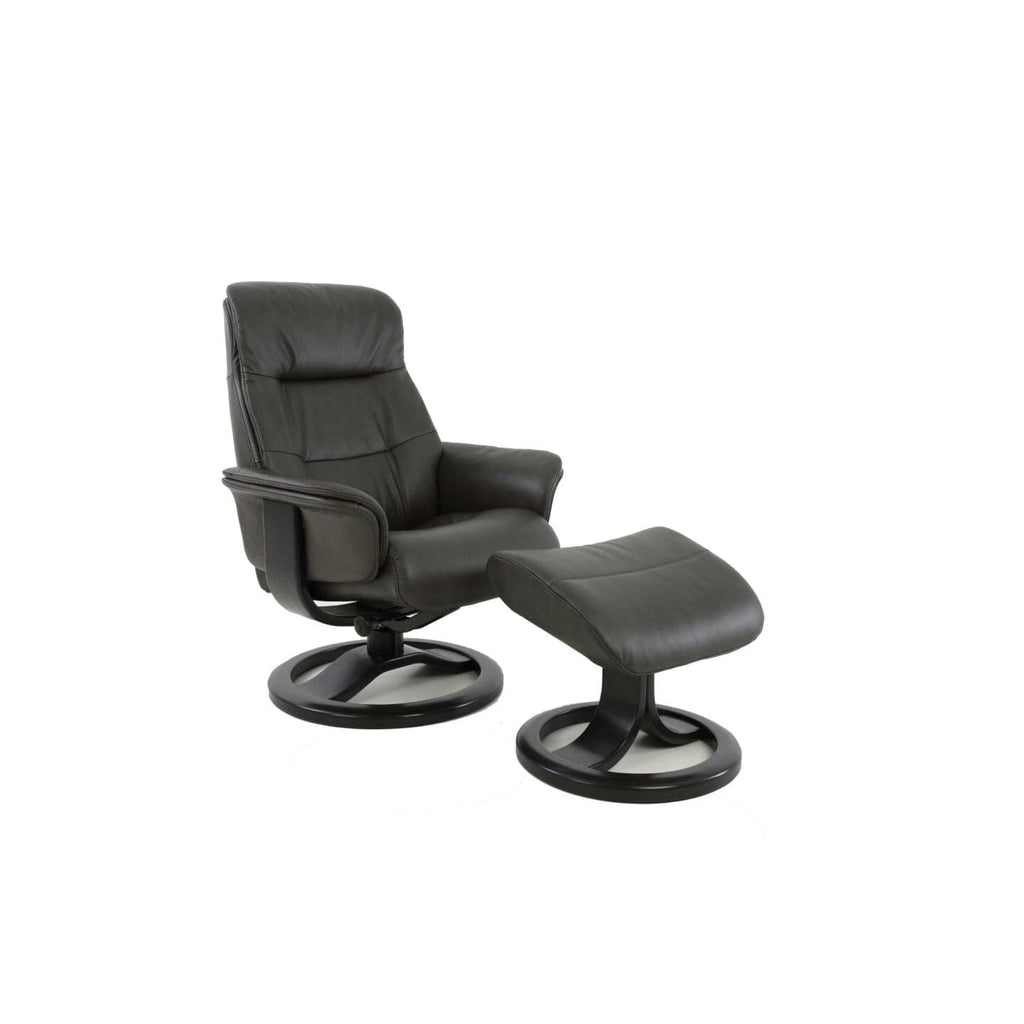 Anne R Small Recliner with Footstool-Fjords-FJORDS-610501-244-Lounge ChairsSoft Line Leather SL 244 Ice-1-France and Son