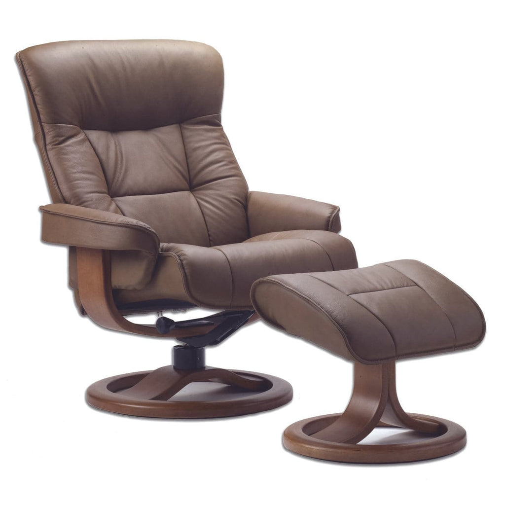 Bergen Large Recliner Lounge Chair With Footstool-Fjords-FJORDS-909UPI-133-Lounge ChairsNordic Leather Fog 133-1-France and Son