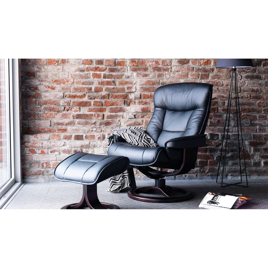 Bergen Large Recliner Lounge Chair With Footstool-Fjords-FJORDS-909UPI-133-Lounge ChairsNordic Leather Fog 133-1-France and Son