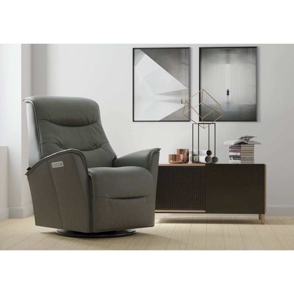 Dallas Large Power (3 Motor) Swing Relaxer-Fjords-FJORDS-575116P-201-Lounge ChairsSoft Line Leather 201 Black-1-France and Son