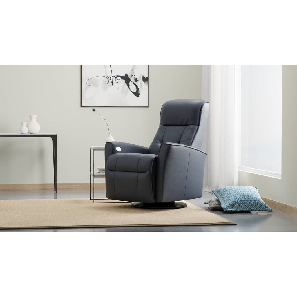 Harstad Small Power Swing Relaxer-Fjords-FJORDS-552116P-120-Lounge ChairsNordic Line Leather 120 Havana-1-France and Son