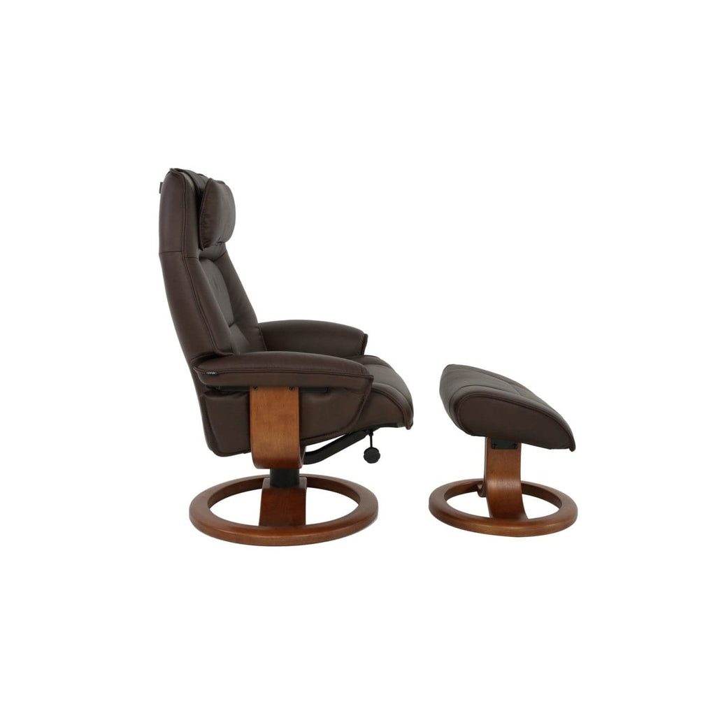Admiral R Small Chair With Footstoll Soft Parts-Fjords-FJORDS-360UPI-291-Lounge ChairsSoft Line Leather SL 291 Blue-1-France and Son