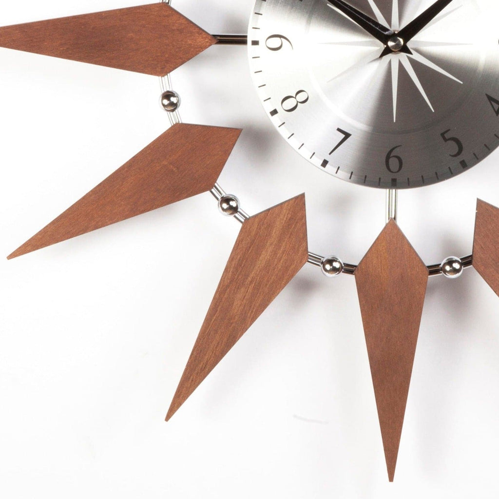 Mid Century Modern Floating Sunburst Clock