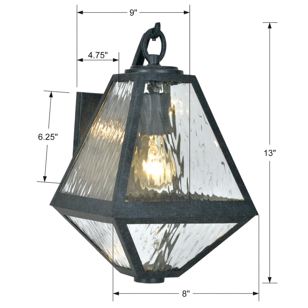 Brian Patrick Flynn Glacier 1 Light Black Charcoal Outdoor Wall Mount-Crystorama Lighting Company-CRYSTO-GLA-9701-WT-BC-Outdoor Wall Sconces-1-France and Son