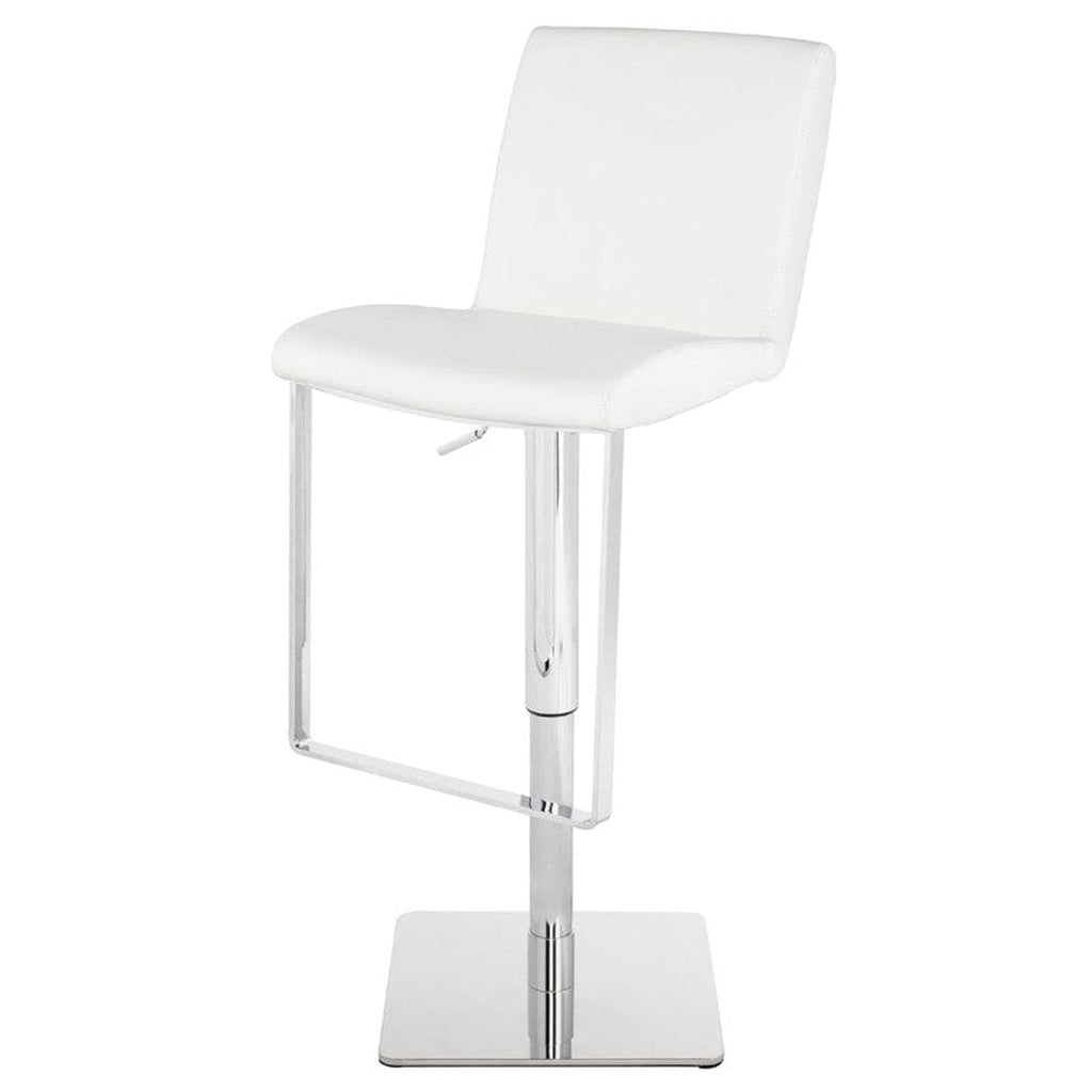 Lewis Adjustable Stool-Nuevo-NUEVO-HGAF167-Bar Stoolswhite leather seat & polished stainless base-1-France and Son