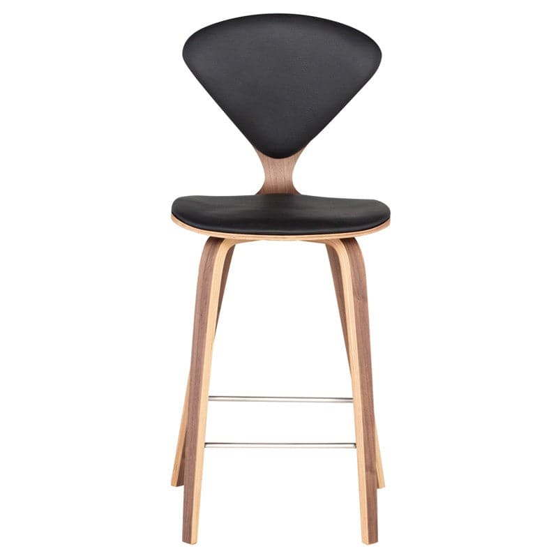 Satine Counter Stool-Nuevo-NUEVO-HGEM787-Bar StoolsWalnut & Black Leather-1-France and Son