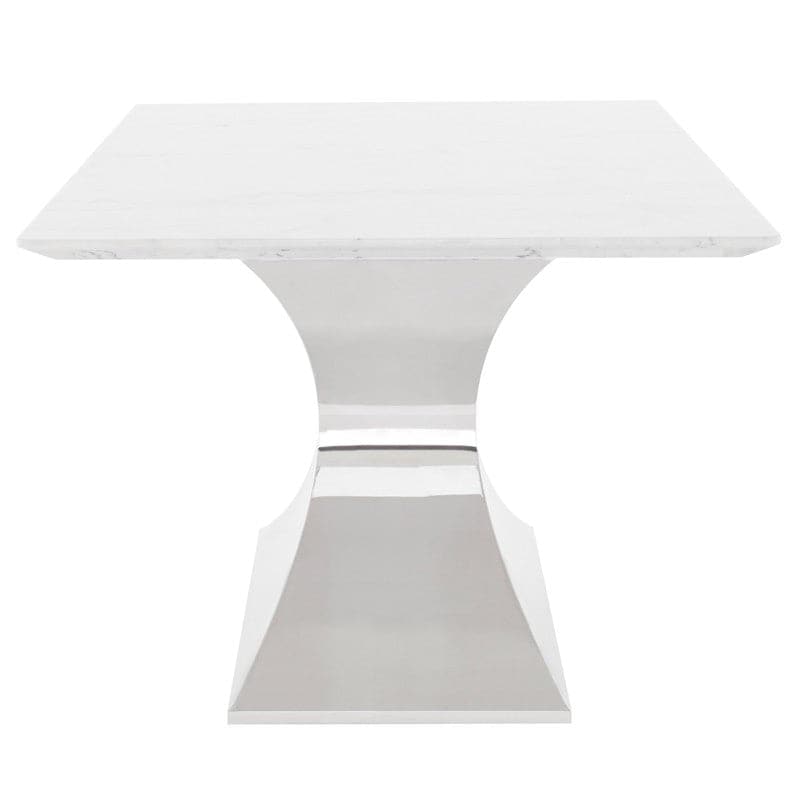 Praetorian Dining Table-Nuevo-NUEVO-HGSX222-Dining TablesSmall-polished stainless-clear tempered glass-1-France and Son