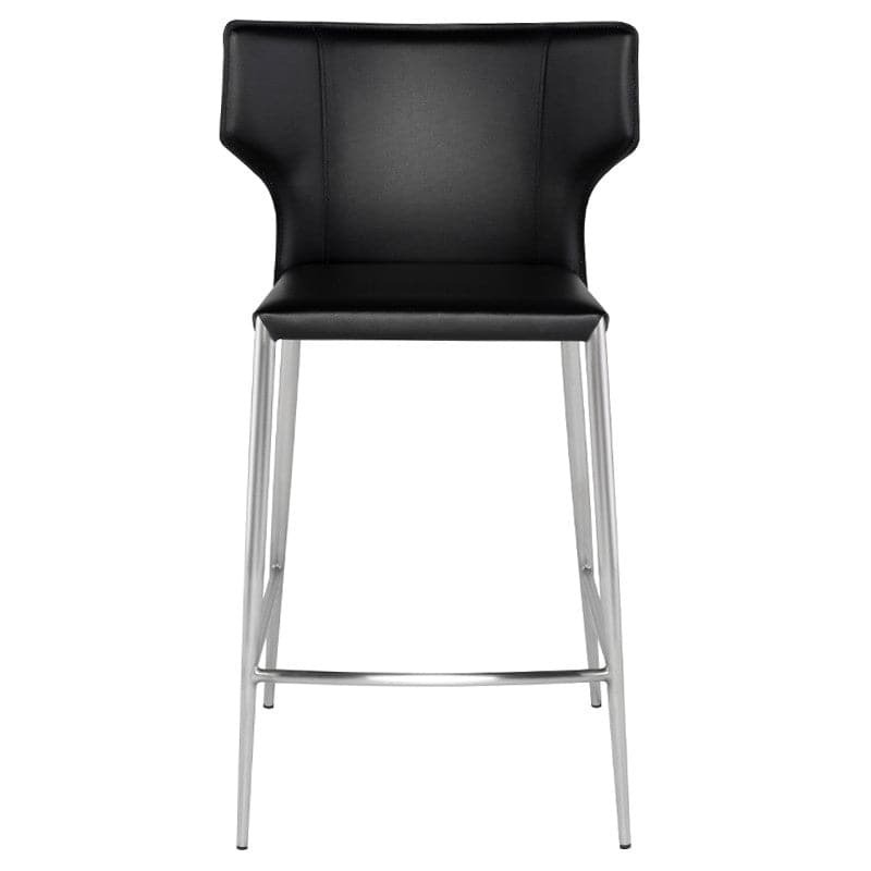 Wayne Counter Stool-Nuevo-NUEVO-HGND155-Bar StoolsBlack leather legs-Black-1-France and Son