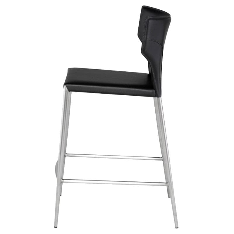 Wayne Counter Stool-Nuevo-NUEVO-HGND155-Bar StoolsBlack leather legs-Black-1-France and Son