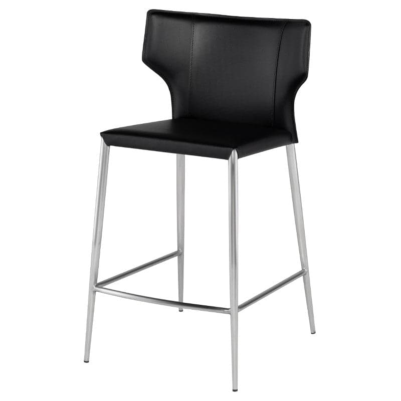 Wayne Counter Stool-Nuevo-NUEVO-HGND155-Bar StoolsBlack leather legs-Black-1-France and Son