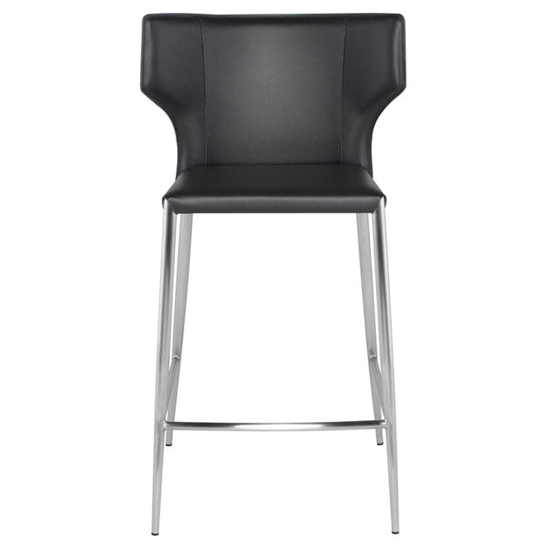 Wayne Counter Stool-Nuevo-NUEVO-HGND155-Bar StoolsBlack leather legs-Black-1-France and Son