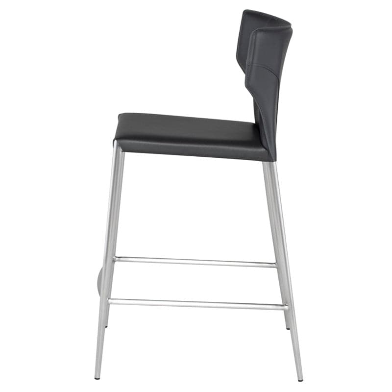 Wayne Counter Stool-Nuevo-NUEVO-HGND155-Bar StoolsBlack leather legs-Black-1-France and Son