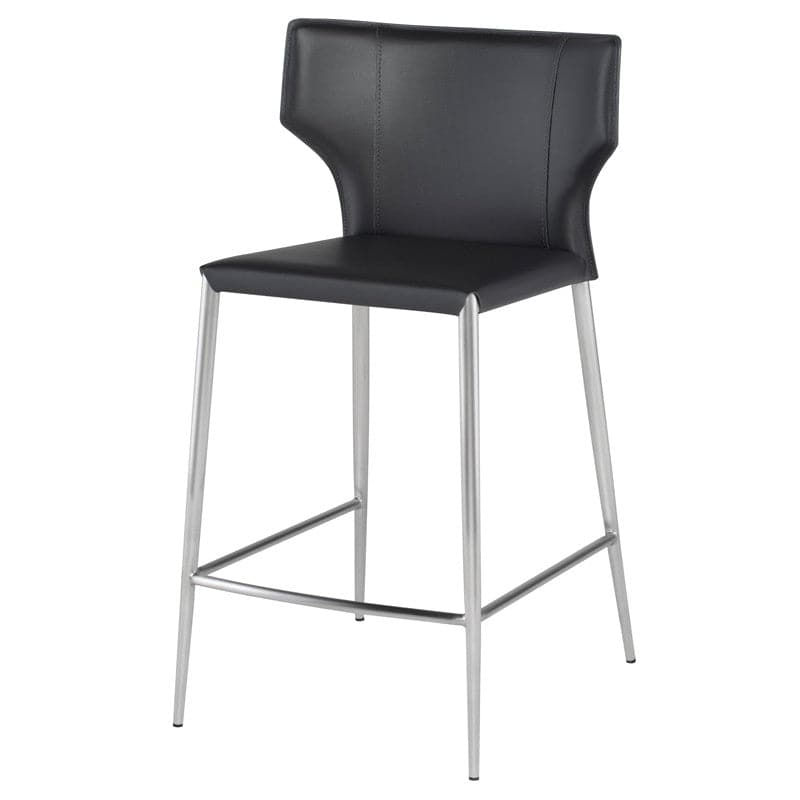 Wayne Counter Stool-Nuevo-NUEVO-HGND155-Bar StoolsBlack leather legs-Black-1-France and Son