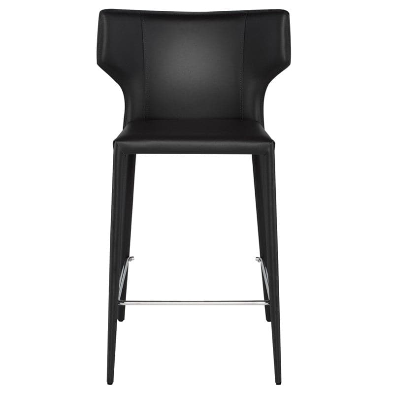 Wayne Counter Stool-Nuevo-NUEVO-HGND155-Bar StoolsBlack leather legs-Black-1-France and Son