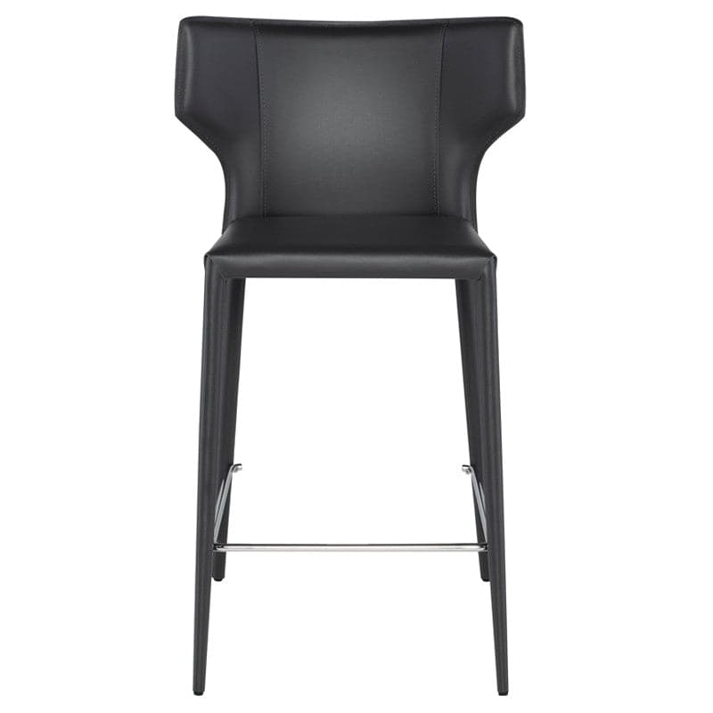 Wayne Counter Stool-Nuevo-NUEVO-HGND155-Bar StoolsBlack leather legs-Black-1-France and Son