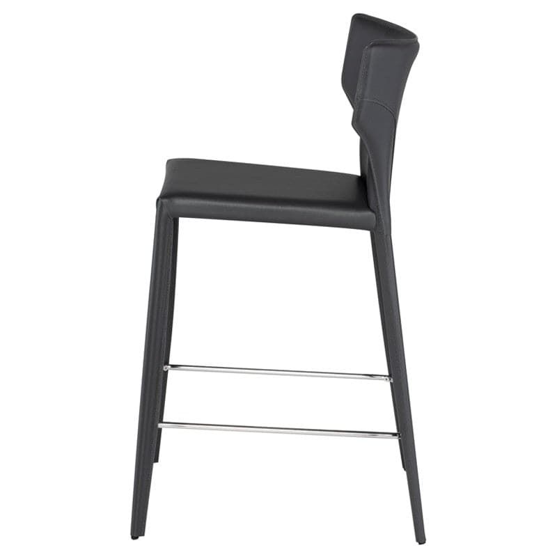 Wayne Counter Stool-Nuevo-NUEVO-HGND155-Bar StoolsBlack leather legs-Black-1-France and Son