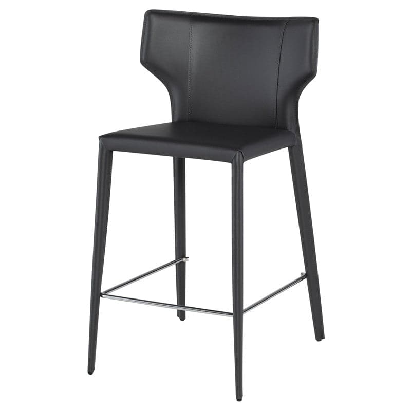 Wayne Counter Stool-Nuevo-NUEVO-HGND155-Bar StoolsBlack leather legs-Black-1-France and Son