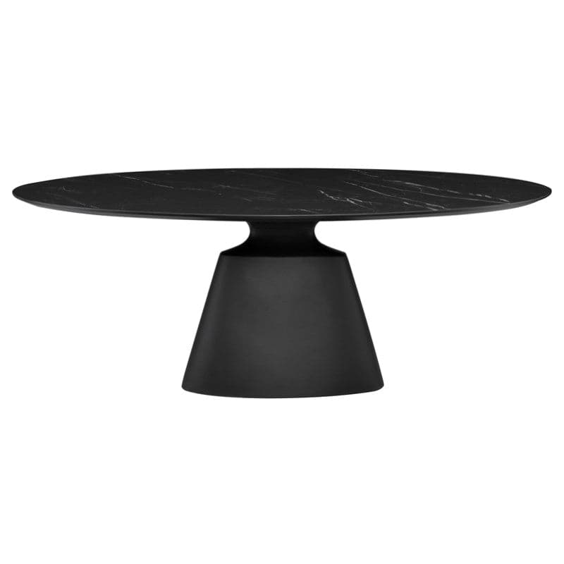 Taji Dining Table - Round-Nuevo-NUEVO-HGNE294-Dining TablesLarge-Ceramic on Top-Black-1-France and Son