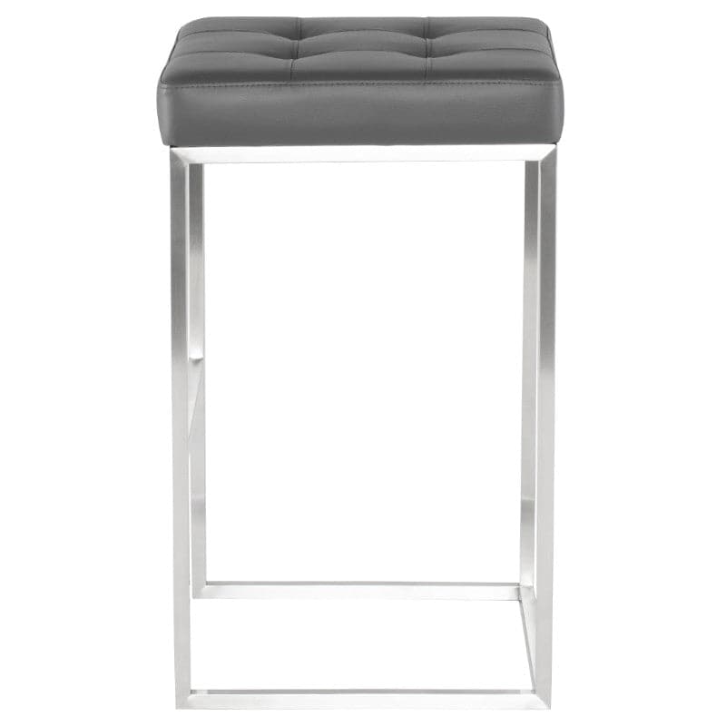 Chi Bar Stool-Nuevo-NUEVO-HGSX524-Bar StoolsTarnished Silver velour & brushed stainless frame-2-France and Son