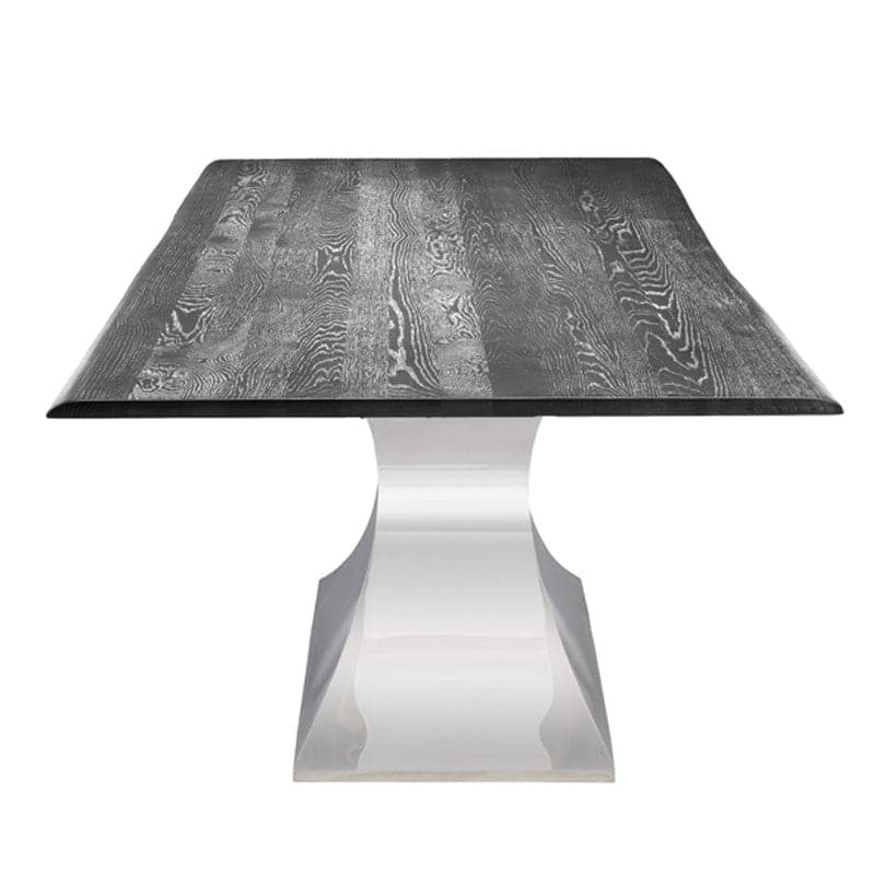 Praetorian Dining Table-Nuevo-NUEVO-HGSX222-Dining TablesSmall-polished stainless-clear tempered glass-1-France and Son
