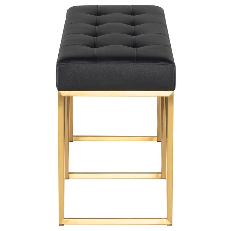 Celia Bench-Nuevo-NUEVO-HGSX277-Benchesblack naugahyde seat & brushed gold base-1-France and Son