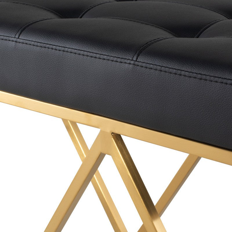 Celia Bench-Nuevo-NUEVO-HGSX277-Benchesblack naugahyde seat & brushed gold base-1-France and Son