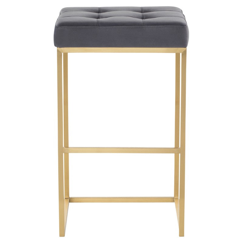 Chi Bar Stool-Nuevo-NUEVO-HGSX524-Bar StoolsTarnished Silver velour & brushed stainless frame-2-France and Son